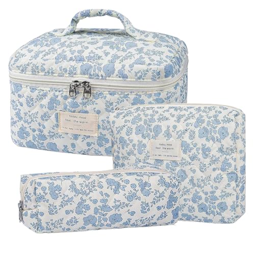 Reise-Make-up-Organizer-Tasche – 3 x Kulturbeutel mit Blumenmuster, großes Reise-Kosmetiktaschen-Set für Valentinstag, Weihnachten, Geburtstage von Generic