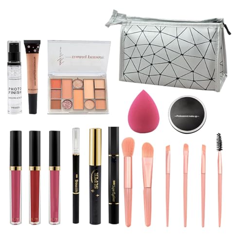 Reise-Make-up-Set, Make-up-Set für Frauen - Komplettes Make-up-Set inklusive Lidschatten-Lippenstift-Aufbewahrungstasche, Spiegeln | Damen-Make-up-Sets, komplettes Kit, 18-teilig/Set, Starter-Make-up- von Generic