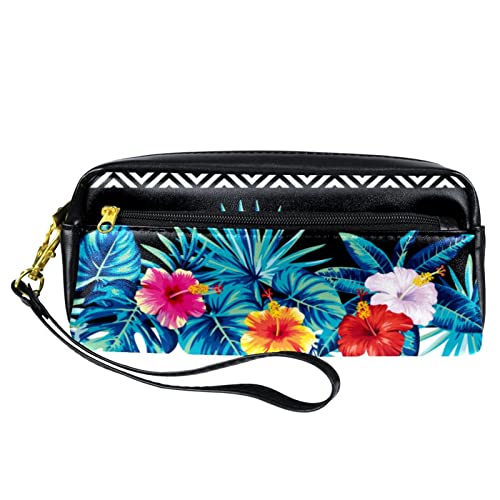 Reise Make up Tasche, Kosmetiktasche, Make up Organizer, für Frauen, Geldbörse für Toilettenartikel, Zubehör, Pinsel,Tropisches Palmblatt Hawaii Blumen Vintages modernes von Generic