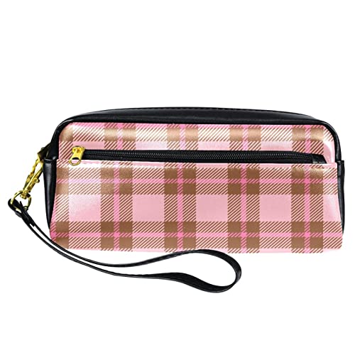 Reise Make up Tasche wasserdichte Kosmetiktasche Kulturbeutel Make up Taschen für Frauen und Mädchen,Rosa Retrovintage Schottenkaro Karo Karo von Generic