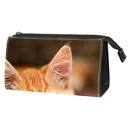 Reise Make up Tasche wasserdichte Kosmetiktasche Kulturbeutel Make up Taschen für Frauen und Mädchen,Tierische orange Katze von Generic