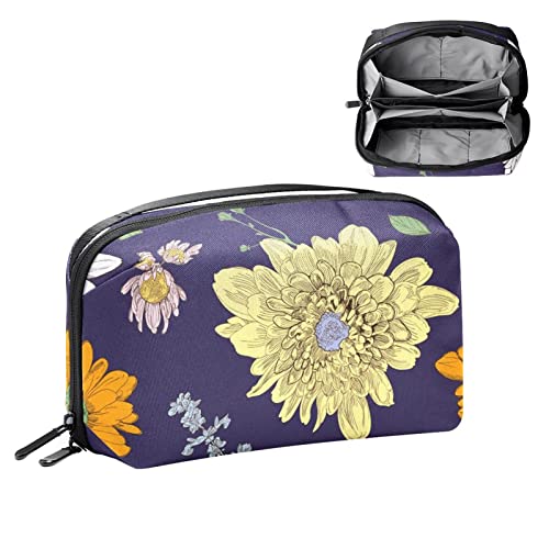 Reise Make up Tasche wasserdichte Kosmetiktasche Kulturbeutel Make up Taschen für Frauen und Mädchen,Weinlese Herbst Blumen Blumenchrysantheme von Generic