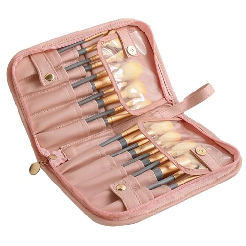 Reiseetui für Make-up-Pinsel, Reise-Make-up-Pinselhalter | Tragbarer Make-up-Pinselhalter | Make-up Pinsel Organizer, Kosmetikpinseltasche für V, Rosa, Se référer au descriptif, Siehe Beschreibung von Generic