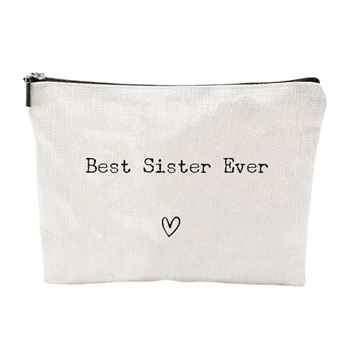 Reisetasche „Best Sister Ever“ – Großer Kulturbeutel-Organizer für Frauen | Tragbare Reisehygienetasche für Toilettenartikel | Lustige Weihnachts- oder Geburtstagsgeschenk-Make-up-Kosmetiktasche für S von Generic