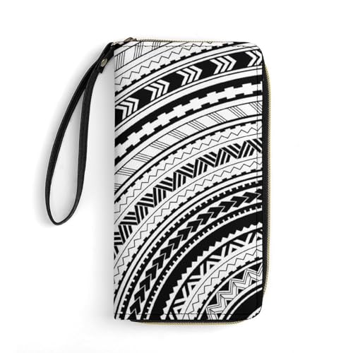 Reißverschluss Geldbörse Ethnische Ornamente Im Maori-Stil Handtaschen Niedliche Portmonee Printmotiv Tragbare Brieftasche Für Freundin, Frauen, Mutter von Generic