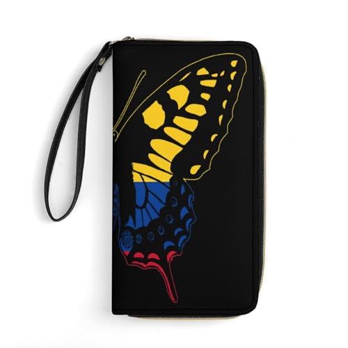 Reißverschluss Geldbörse Kolumbien Flagge Schmetterling Wallet Vintage Design Brieftasche Nette Kartenetui Für Freundin, Mädchen, Lehrer von Generic