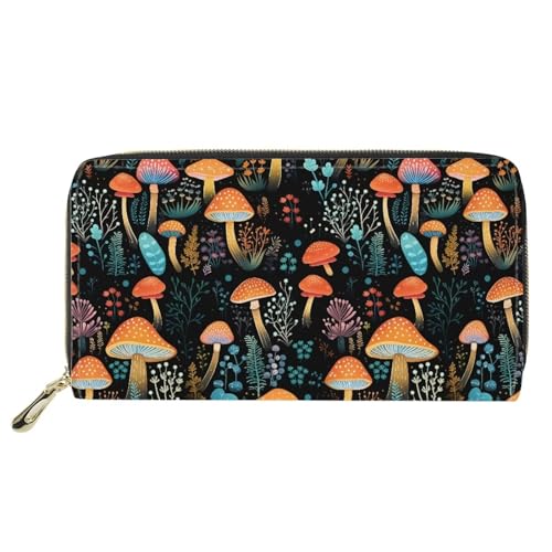 Reißverschluss Geldbörse Schwarzer Pilz Bedruckt Kartenetui Niedliche Tragbare Brieftasche Printmotiv Handtaschen Für Mutter, Lehrer, Freund von Generic