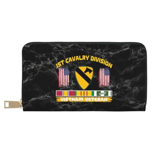 Reißverschluss Geldbörse Vietnam-Veteran Der 1. Kavalleriedivision Leder Geldbörse Retro Geldbeute Tragbare Kleine Münzbörse Für Freundin, Mädchen, Freund von Generic
