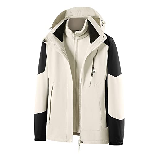 Reitblouson Damen Leichte, übergroße, wasserverpackbare Jacke mit Langen Ärmeln und Reißverschluss, Warmer 2-in-1-Fleece-Skianzug, Wintermantel Weißer Pulli Damen (E, XXXL) von Generic
