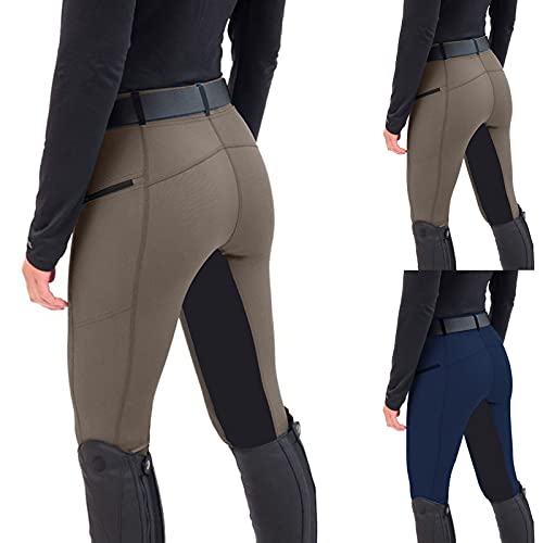 Reitleggings Damen Reithose mit Handytasche Stretch High Waist Vollbesatzreithose mit Gürtelschlaufen Reitsport Hosen Leggings Anti Pilling Outdoor Reitbekleidung Pferdetraining von Generic