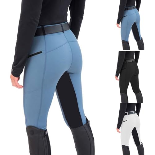 Reitleggings Damen Reithose mit Handytasche Stretch High Waist Vollbesatzreithose mit Gürtelschlaufen Reitsport Hosen Leggings Anti Pilling Outdoor Reitbekleidung Pferdetraining von Generic
