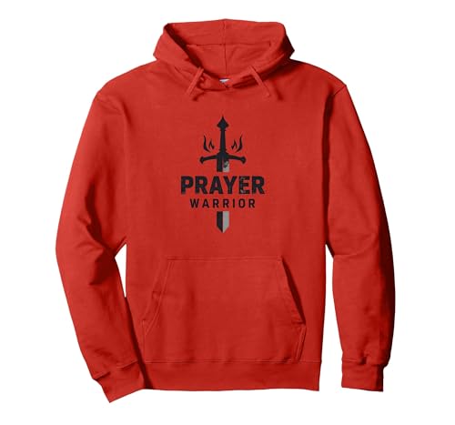 Religiöser Gebetskrieger für Männer | Spirituelle Stärke Pullover Hoodie, Unisex für Erwachsene, Rot, L von Generic