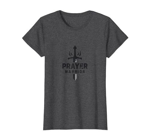 Religiöser Gebetskrieger für Männer | Spirituelle Stärke T-Shirt, Damen, Anthrazit Meliert, XS von Generic
