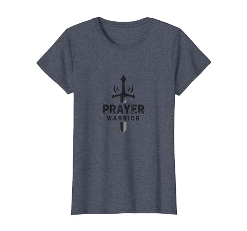 Religiöser Gebetskrieger für Männer | Spirituelle Stärke T-Shirt, Damen, Blau Meliert, XS Religiöser Gebetskrieger für Männer | Spirituelle Stärke T-Shirt, Damen, Blau Meliert, XS von Generic