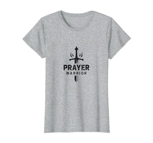 Religiöser Gebetskrieger für Männer | Spirituelle Stärke T-Shirt, Damen, Grau Meliert, XS Religiöser Gebetskrieger für Männer | Spirituelle Stärke T-Shirt, Damen, Grau Meliert, XS von Generic