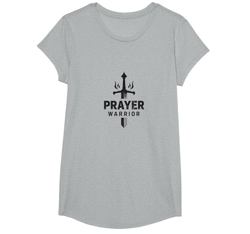Religiöser Gebetskrieger für Männer | Spirituelle Stärke T-Shirt, Girls, Grau Meliert, XS Religiöser Gebetskrieger für Männer | Spirituelle Stärke T-Shirt, Girls, Grau Meliert, XS von Generic