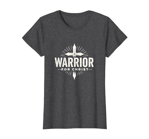 Religious Warrior for Christ Faith Bekleidung für Männer T-Shirt, Damen, Anthrazit Meliert, XS Religious Warrior for Christ Faith Bekleidung für Männer T-Shirt, Damen, Anthrazit Meliert, XS von Generic