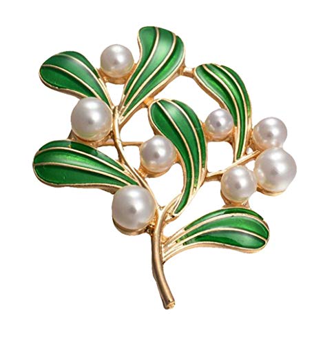 Retro Blätter Perlen Brosche Kristall Strass Broschen Schals Schal Clip Schmuck Zubehör Hochzeit Party Geschenk für Frauen von Generic