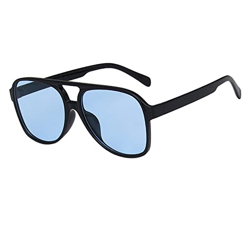 Retro Brille Fensterglas Vintage übergroße quadratische polarisierte Sonnenbrille Vintage getönte klassische große Metallsonnenbrille für Männer und Frauen Vintage Brillen (Blue, One Size) von Generic