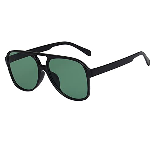 Retro Brille Fensterglas Vintage übergroße quadratische polarisierte Sonnenbrille Vintage getönte klassische große Metallsonnenbrille für Männer und Frauen Vintage Brillen (Green, One Size) von Generic