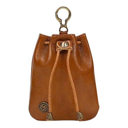 Retro Draw String -Geldbörse - Lederbeutel, Würfel -Bag | Vintage Compact Organizer, tragbarer Speicherhalter mit Schlüsselbindungsbefugnis für Frauen mittelalterlich Kostümzubehör Belt Festival Event von Generic