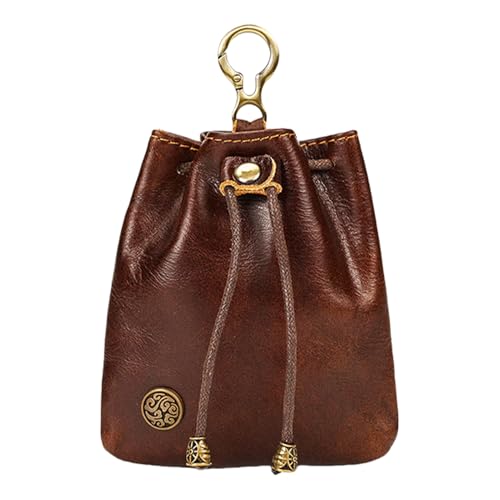 Retro Draw String -Geldbörse - Lederbeutel, Würfel -Bag | Vintage Compact Organizer, tragbarer Speicherhalter mit Schlüsselbindungsbefugnis für Frauen mittelalterlich Kostümzubehör Belt Festival Event von Generic