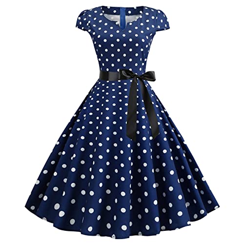 Retro Faltenrock 60er Jahre Rockabilly Vintage Tunika A Linie Solides Cocktailkleid mit Gürtel Hochzeit Partykleid Rockabilly Kleid Ballkleid Weißes Kleid von Generic