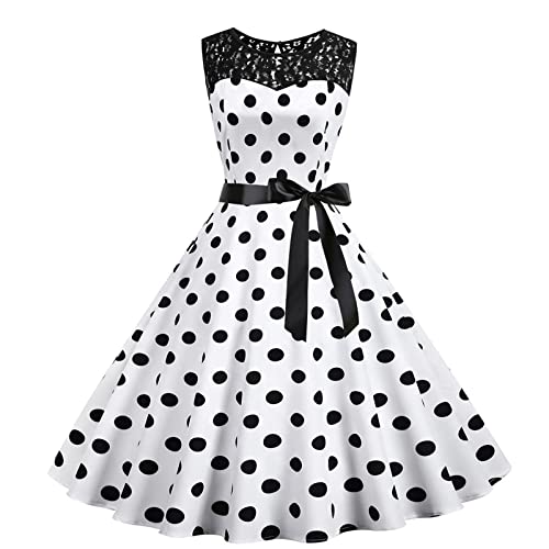 Retro Faltenrock 60er Jahre Rockabilly Vintage Tunika A Linie Solides Cocktailkleid mit Gürtel Hochzeit Partykleid Rockabilly Kleid Ballkleid Weißes Kleid von Generic