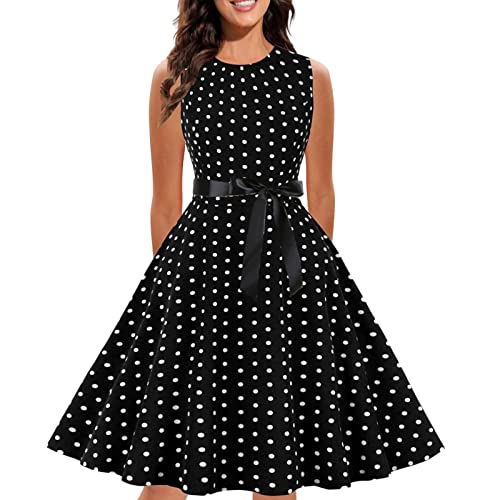 Retro Faltenrock 60er Jahre Rockabilly Vintage Tunika A Linie Solides Cocktailkleid mit Gürtel Hochzeit Partykleid Rockabilly Kleid Ballkleid Weißes Kleid von Generic