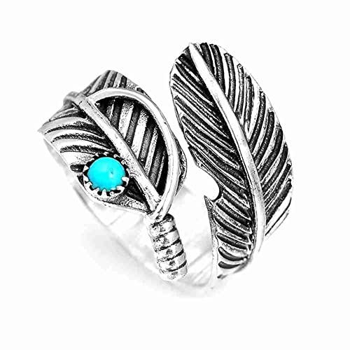 Retro Feder Blatt Ringe Einstellbare Türkise Party Geburtstag Schmuck Geschenk K1V7 Ringe Pfeil Männer Offen Für Frauen, Metall von Generic