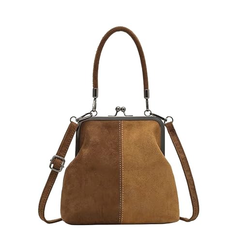 Retro Flanell Handtasche Clip Crossbody Bag Vintage Put -Umhängetasche (braun) von Generic
