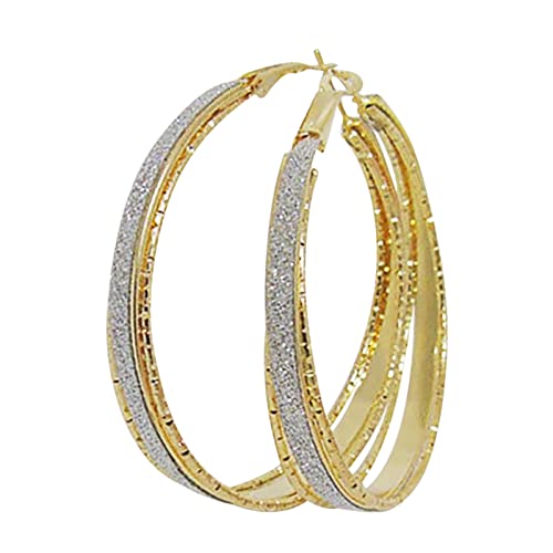 Retro Große Kreis Mattierte Ohrringe Dünne Baumeln Elegant Strass Ohrringe Hochzeit Ohrringe für Frauen Ohrringe Ohrstecker, gold, Einheitsgröße von Generic