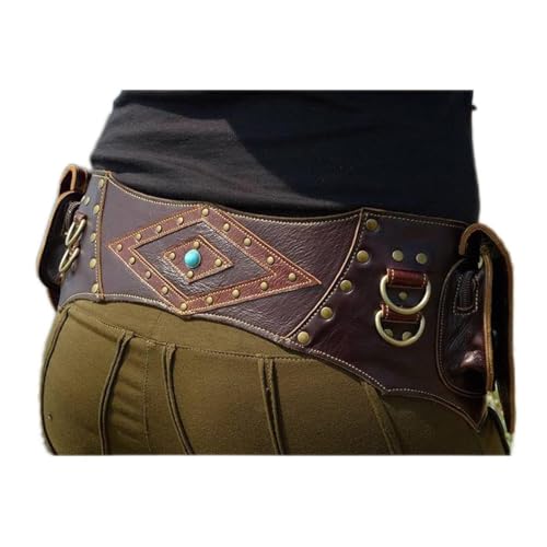 Retro Gürteltasche, Mittelalterliche Renaissance Wikinger Ritter Pirat Cosplay Leder Vintage Tasche Gürtel Kleidung Tasche für Erwachsene, Lapp Mittelalterlicher Stil (Braun) von Generic