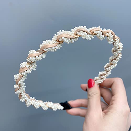 Retro Hirse Perlenwickellegierung dünnes Stirnband Temperament zum Ausgehen Persönlichkeit Metallstirnband einfache Haarschmuck Frauen, Khaki Kette von Generic