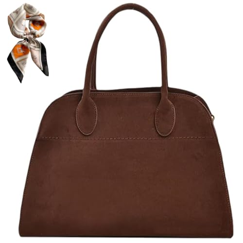 Retro - Inspired Suede Tote Bag for Women - Fashionable Shoulder and Top - Handle Handbag for Every Occasion (Brown, Small) von Generic