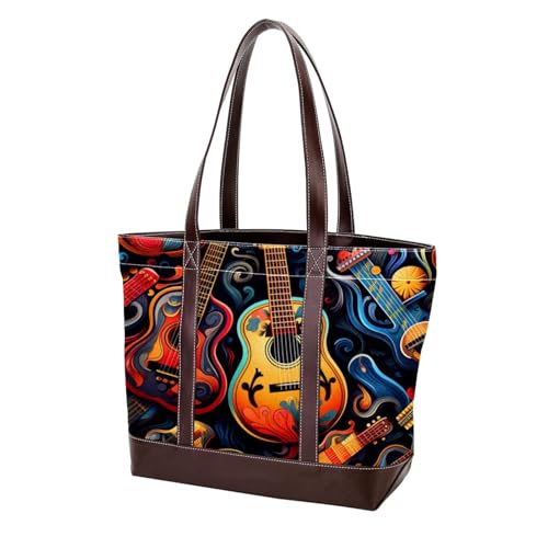 Retro Instruments-914 modische Damen-Geldbörse aus gewaschenem, strapazierfähigem Leder mit Tragegriff oben mit Taschen, Reißverschluss, mehrfarbig, 33,8 x 12 x 31 cm von Generic