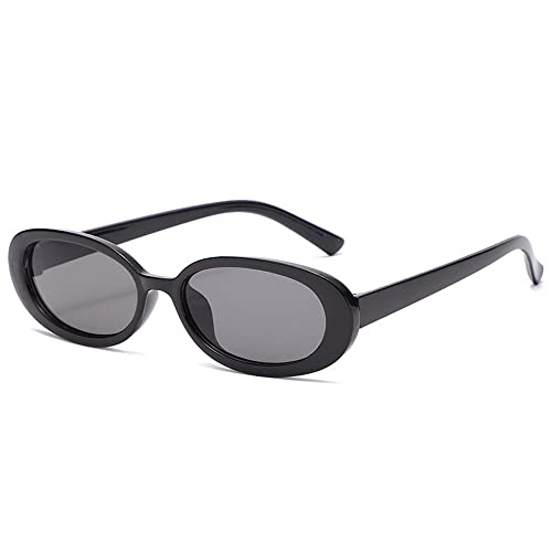 Retro Oval Kleiner Rahmen Sonnenbrille Herren Damen Trend Einfache Sonnenbrille Straßenfotografie Sonnenbrille, Schwarz , Einheitsgröße von JBINNGROUSE