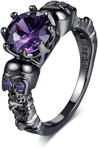 Retro Punk Skull Gothic Ringe für Frauen Männer Halloween Goth Schmuck große schwarze Goldringe Beitritt Modeschmuck R523 nützlich und professionell Nizza verarbeitet von Generic