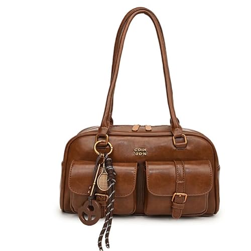 Retro Solid Color Lederhandtasche mit mehreren Taschen zum täglichen Gebrauch (braun) von Generic