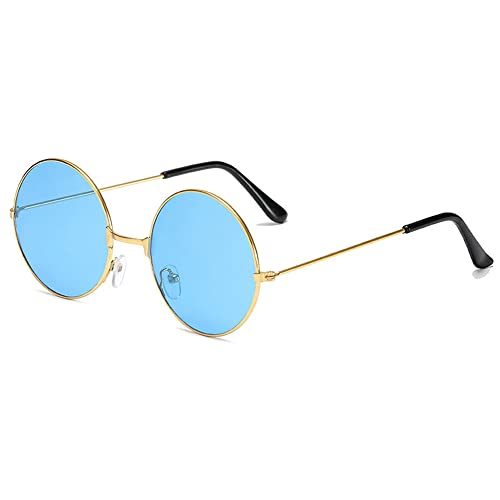 Retro Kleine Runde Polarisierte Sonnenbrille, Damen Mini Vintage Stilvolle Hippie Kleine Kreis Sonnenbrille Herren Steampunk Polarisierte Sonnenbrille, blau, Einheitsgröße von Generic