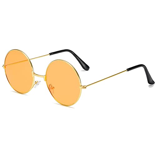 Retro Kleine Runde Polarisierte Sonnenbrille, Damen Mini Vintage Stilvolle Hippie Kleine Kreis Sonnenbrille Herren Steampunk Polarisierte Sonnenbrille, Orange, Einheitsgröße von Generic