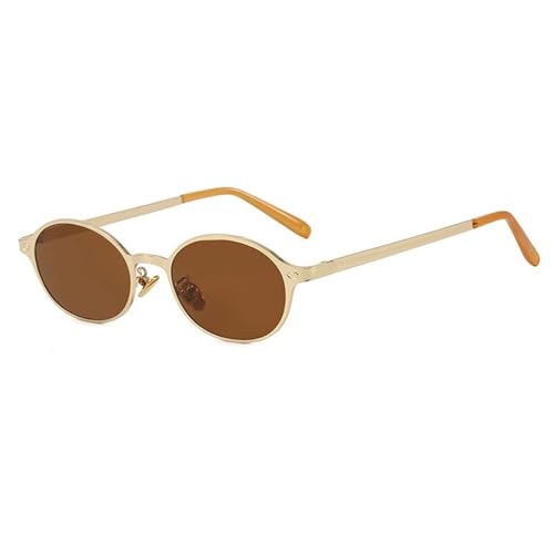 Retro-Sonnenbrille Aus Metall Mit Ovalem Kleinem Rahmen For Männer Und Frauen, Polarisierte Sonnenbrillen For Autofahren Und Sport Im Freien(Brown) von Generic