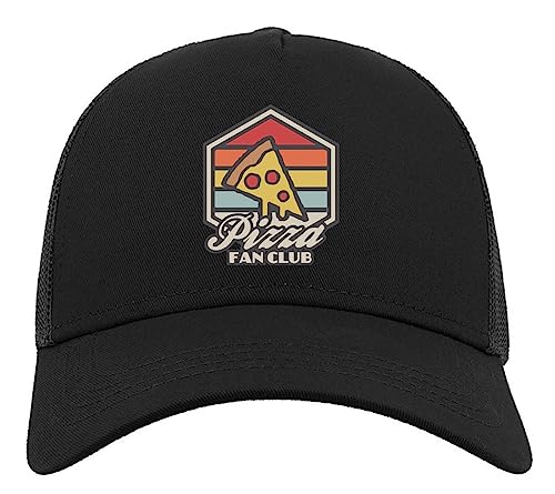 Retro Styled Pizza Fan Club Halbmaschige Trucker-Cap-Baseballmütze aus Baumwolle Schwarz von Generic