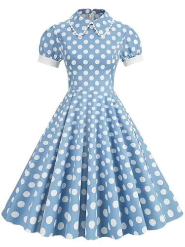 Retro-lässiges ausgestelltes Kleid, Sommerkleid in Linienform mit Schleife-11-L Retro-lässiges ausgestelltes Kleid, Sommerkleid in Linienform mit Schleife-11-L von Generic