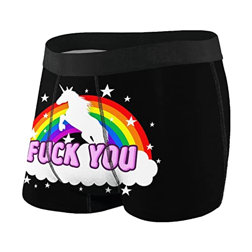 Retroshorts Einhorn Fick Dich Regenbogen, Herren Boxershorts Atmungsaktive Männer Unterhosen Klassisch Sport Unterhosen L von Generic