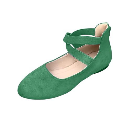 Riemchen Ballerinas Damen Flach - Balerinaschuhe Mit Hint Reißverschlüsse Runde Zehen Riemenballerinas Geschlossene Riemensandalen Elegant Tanzschuhe Slip-On Flachschuhe Kreuzriemen Halbschuhe von Generic