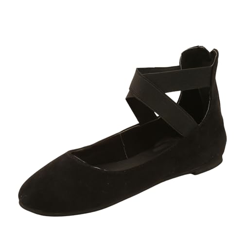 Riemchen Ballerinas Damen Flach - Balerinaschuhe Mit Hint Reißverschlüsse Runde Zehen Riemenballerinas Geschlossene Riemensandalen Elegant Tanzschuhe Slip-On Flachschuhe Kreuzriemen Halbschuhe von Generic
