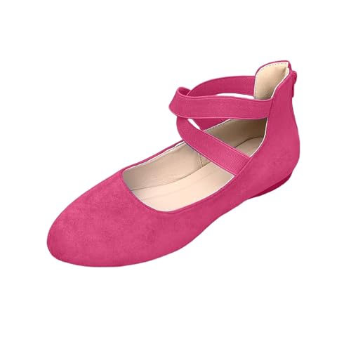 Riemchen Ballerinas Damen Flach - Balerinaschuhe Mit Hint Reißverschlüsse Runde Zehen Riemenballerinas Geschlossene Riemensandalen Elegant Tanzschuhe Slip-On Flachschuhe Kreuzriemen Halbschuhe von Generic