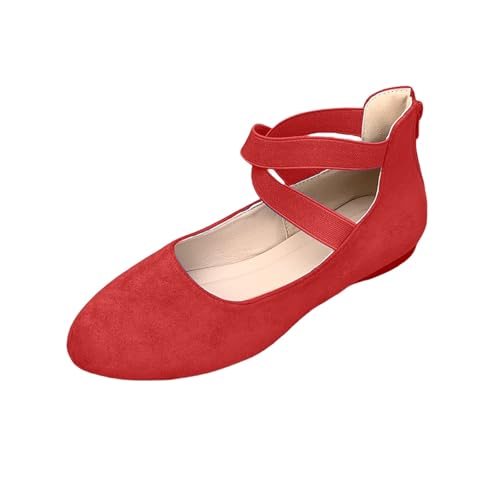 Riemchen Ballerinas Damen Flach - Balerinaschuhe Mit Hint Reißverschlüsse Runde Zehen Riemenballerinas Geschlossene Riemensandalen Elegant Tanzschuhe Slip-On Flachschuhe Kreuzriemen Halbschuhe von Generic