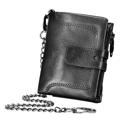 Rindsleder-Geldbörse für Herren, Geldbörsen mit Reißverschluss für Herren | Retro-Geldbörse aus Rindsleder | Vertikale Brieftasche mit Diebstahlschutz und Schnallenverschluss und mehreren Kartenfächer von Generic